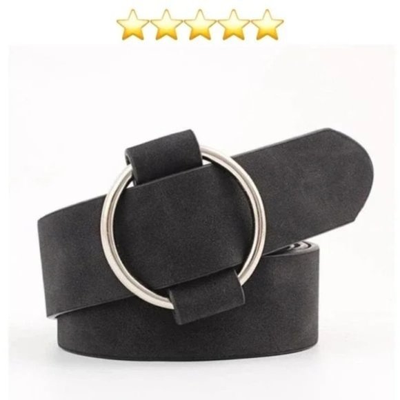 NEW Faux Vegan Leather Belt in Black - Picture 3 of 12